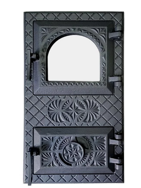 Дверцята Булат Вікторія спарені чавунні з термосклом та регулятором піддуву 505х290 (95р)