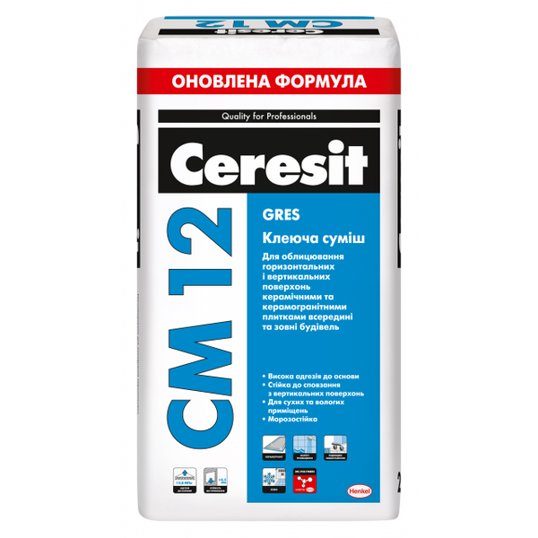 Клей для плитки Ceresit CM 12 Gres 25 кг, (947422)