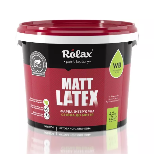 Фарба інтер'єрна стійка до миття Rolax MATTLATEX 14 кг