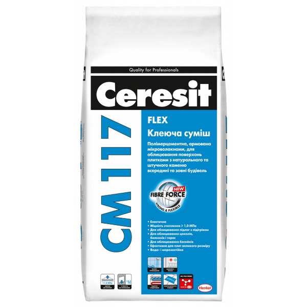 Клей для плитки Ceresit CM 117 Flex 5 кг, (1594940)