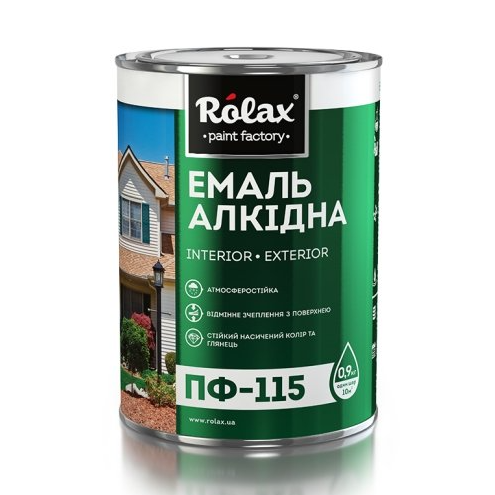 Эмаль алкидная универсальная Rolax ПФ-115 изумрудная 0.9 кг