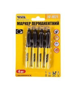 Маркер перманентный Mastertool черный, упаковка 4 шт, (14-1821)
