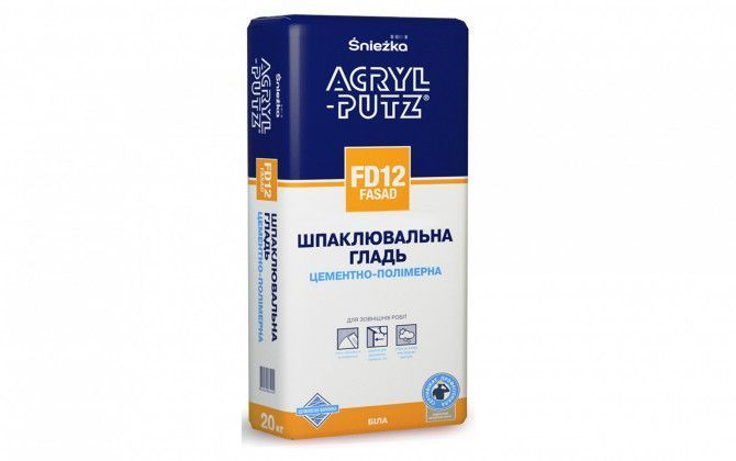 Шпаклівка цементна фасадна суха ТМ Снєжка Акрил-Путц FD12 Фасад 20кг 1/18/1