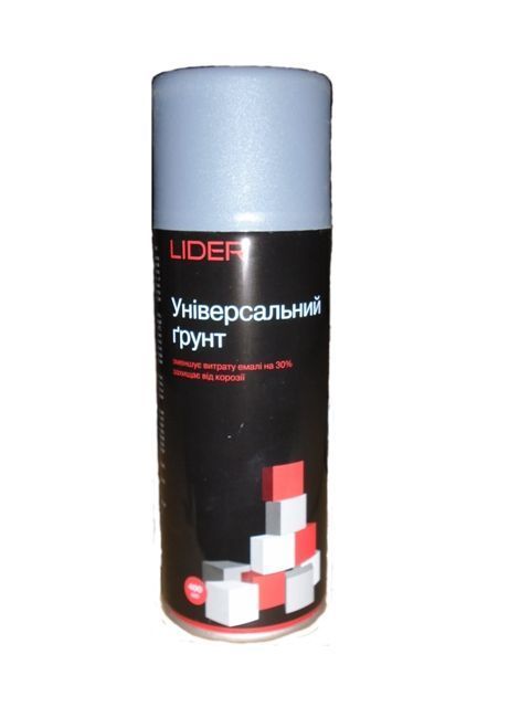 Эмаль аэрозольная универсальный грунт Lider 400 мл, тёмно-серый