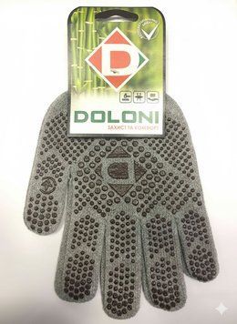 Перчатки трикотажные Doloni с ПВХ-точкой, светло-серые, класс 10, р10, (5700)