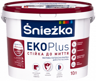 Краска латексная для стен и потолков Sniezka EKO Plus матовая белая, 6.8 кг
