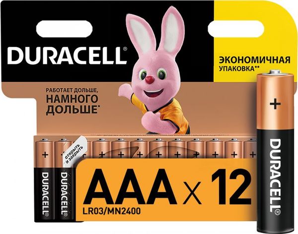 Батарейка Duracell LR03 MN2400 мини пальчик блистер 12 шт, (5005970/5014479/5005965)