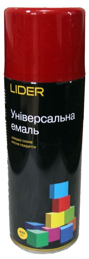 Эмаль аэрозольная универсальная Lider 400 мл, тёмно-красная, (3002)