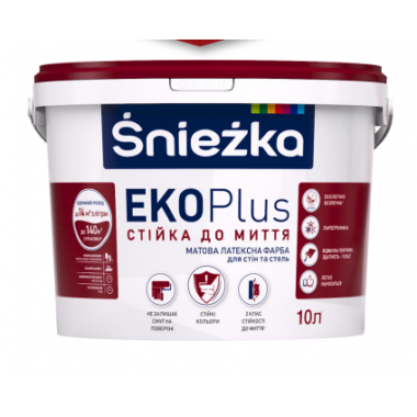 Краска латексная для стен и потолков Sniezka EKO Plus матовая белая, 4.1 кг