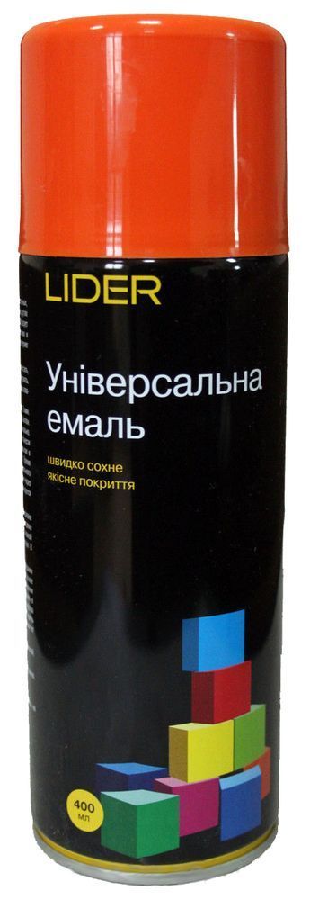 Эмаль аэрозольная универсальная Lider 400 мл, оранжевая, (2004)