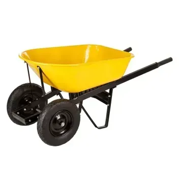 Тачка строительная BudMonster Wheelbarrow Strong 2-колесная, 130 л, 300 кг, желтый кузов, пневмоколеса 4х8'', кузов 1.0 мм, (WB7808)