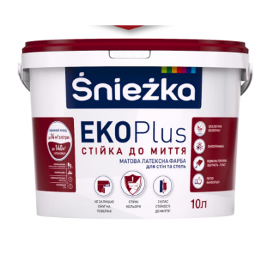 Краска латексная для стен и потолков Sniezka EKO Plus матовая белая, 6.8 кг