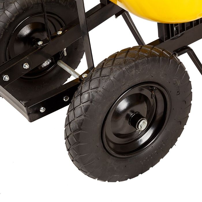 Тачка строительная BudMonster Wheelbarrow Strong 2-колесная, 130 л, 300 кг, желтый кузов, пневмоколеса 4х8'', кузов 1.0 мм, (WB7808)