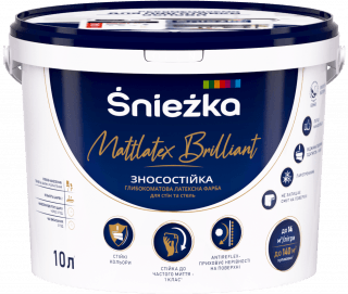 Краска латексная для стен и потолков Sniezka Mattlatex Brilliant износостойкая глубокоматовая, 1.37 кг