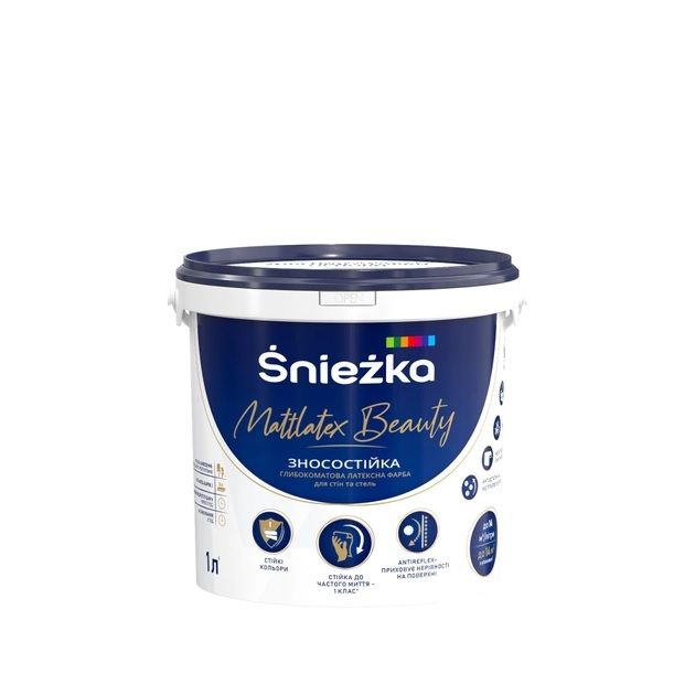 Краска латексная глубокоматовая для интерьеров Sniezka Mattlatex Beauty 1 л 1.37 кг