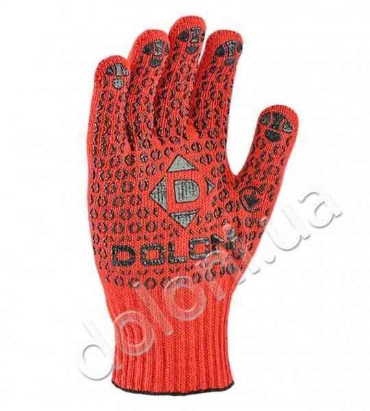 Перчатки Doloni трикотажные с ПВХ красные Универсал, класс 10, р11, (4461)