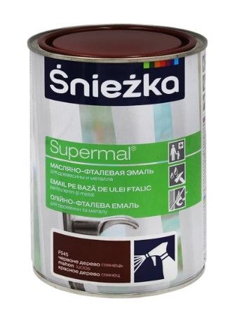 Емаль олійно-фталева для деревини та металу Sniezka Supermal F545 червоне дерево 0.8 л