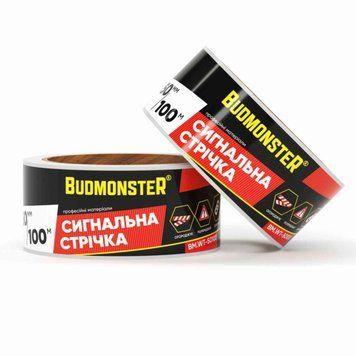 Лента сигнальная BudMonster красно-белая 50 мм х 200 м, (BM.50200SS)