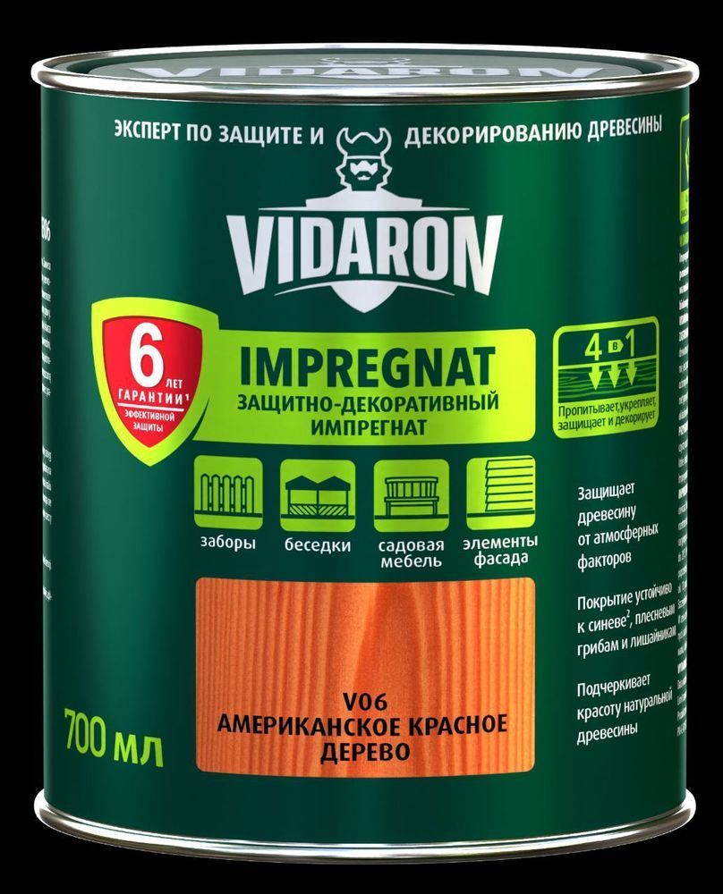 Захисно-декоративний засіб для деревини ТМ Vidaron Лакобейц L 06 амер.черв.дер. гл.2,5л 1/8/1