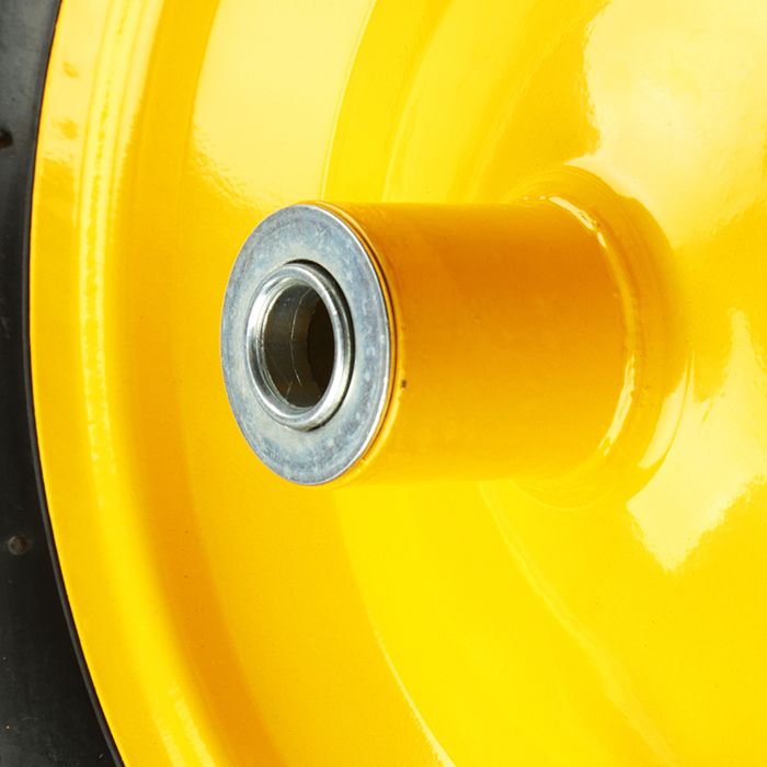 Колесо BudMonster воздушное 4.0х8", о/d=16мм, черное, диск желтый, d=38см, втулка 105мм (01-057)