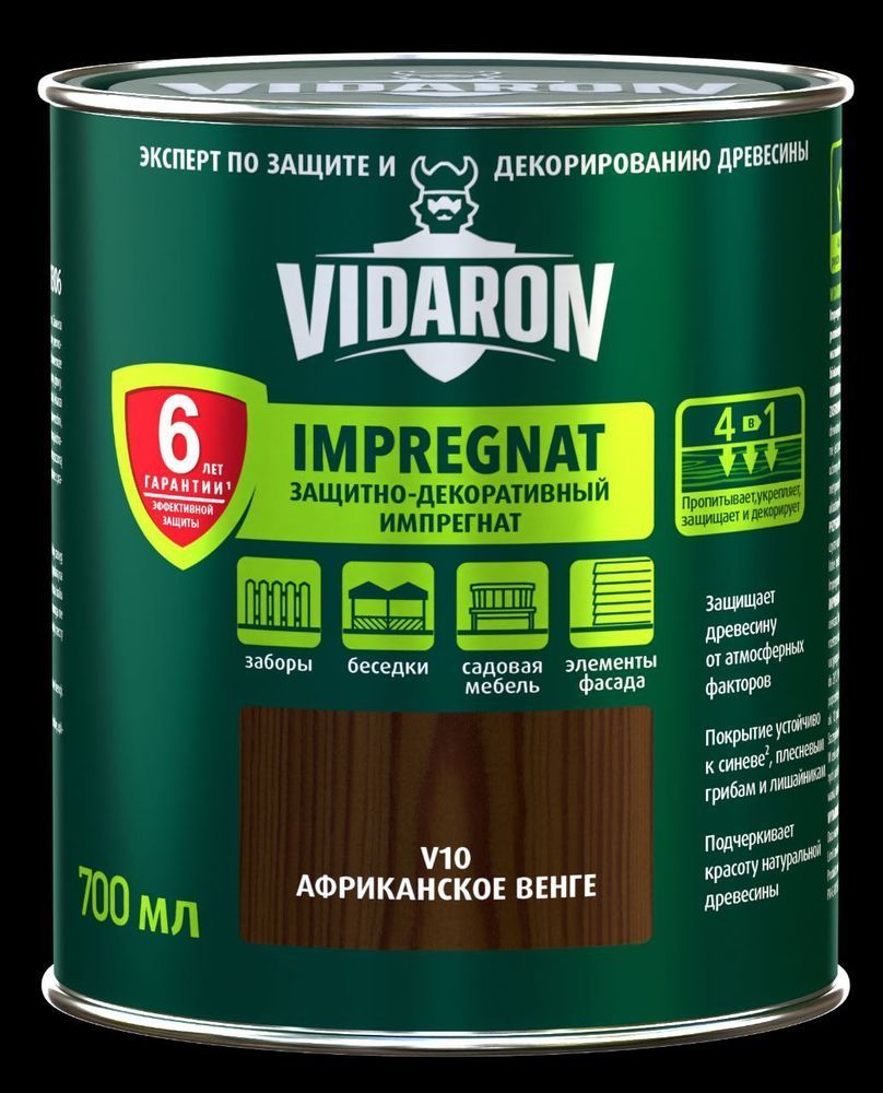 Захисно-декоративний засіб для деревини ТМ Vidaron Лакобейц L 10 африк.венге гл.2,5 л 1/8/1