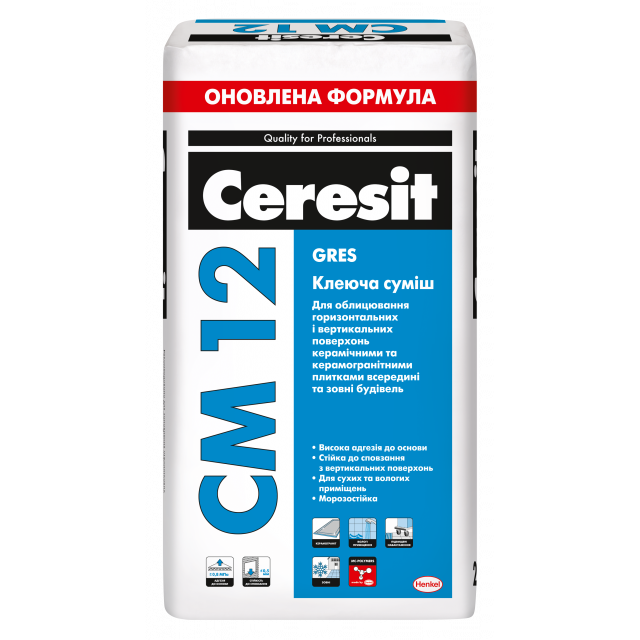 Клей для плитки Ceresit CM 12 Gres 25 кг, (947422)