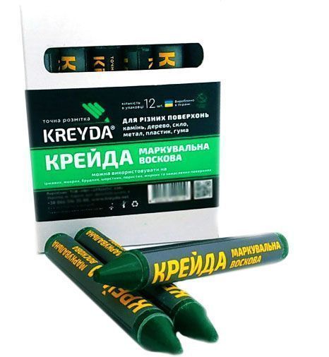 Крейда маркувальна, зелена KREYDA 13мм, набір 12 шт., (CW606116)