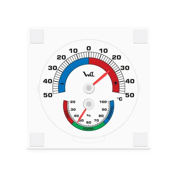 Термогігрометр віконний ТГО-1 (-50...+50С) липучка прозорий пластик, (300507)