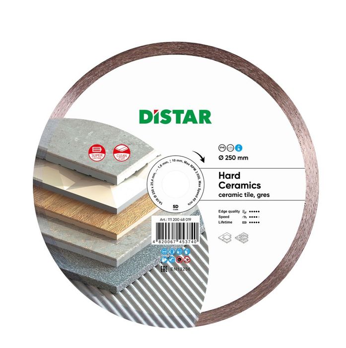 Диск алмазний DISTAR цілісне 1A1R 250x1.6 / 1.2x10x25.4 Hard ceramics, (11120048019)