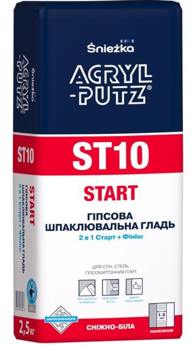 Шпаклевка акриловая Sniezka ACRYL-PUTZ ST10 2 в 1 старт+финиш, 20 кг