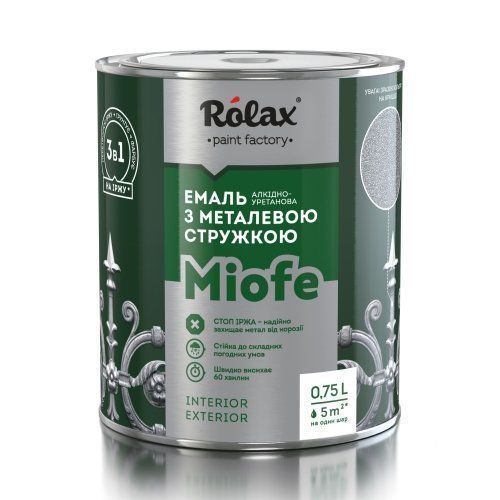 Ролакс Емаль декоративна з металевою стружкою Срібна (701) 0,9кг/0,75л 1/6/1