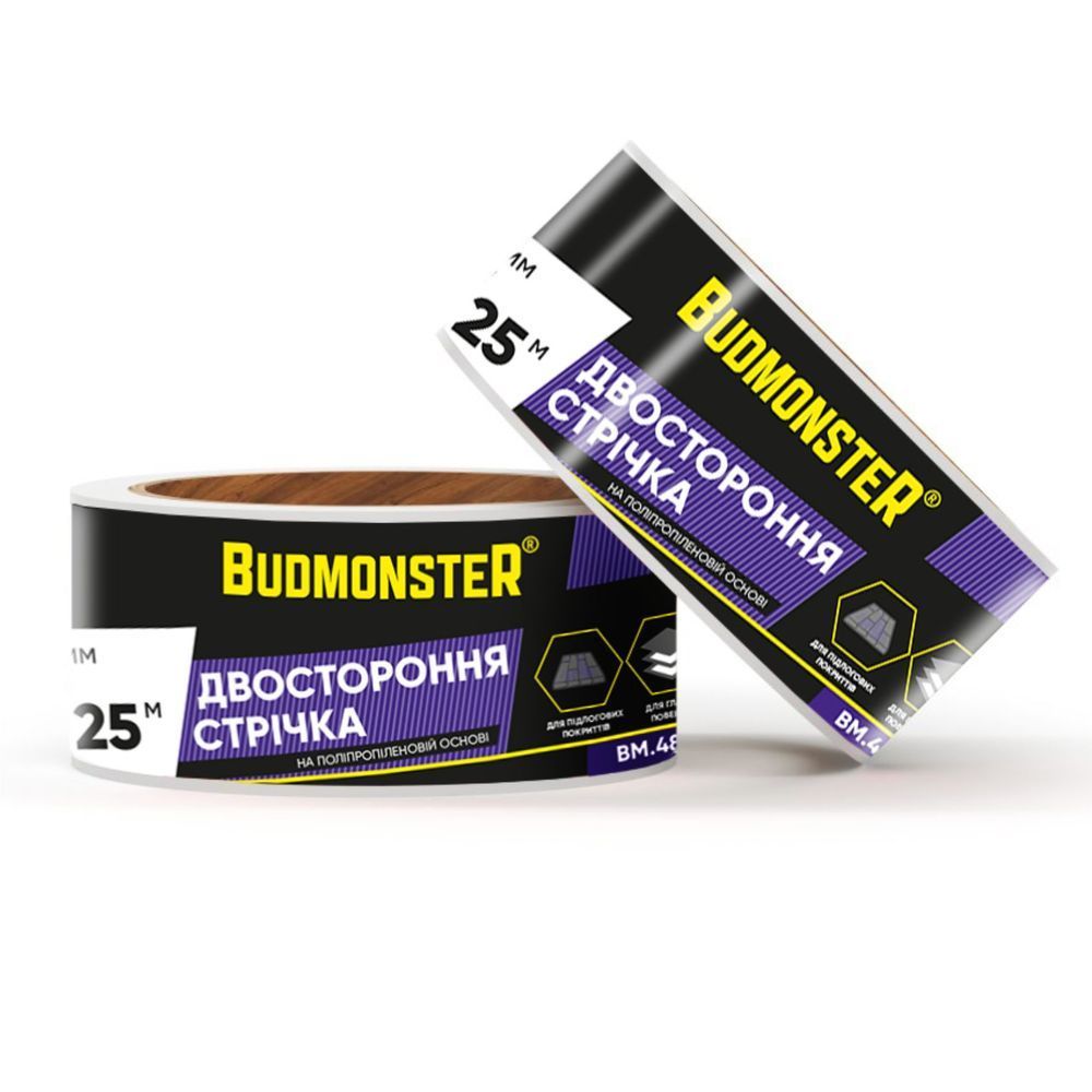 Лента тонкая на полипропиленовой основе двухсторонняя BudMonster 48 мм х 10 м, (BM.4810PP)