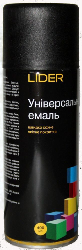 Эмаль аэрозольная универсальная Lider 400 мл, черная матовая, (9005)
