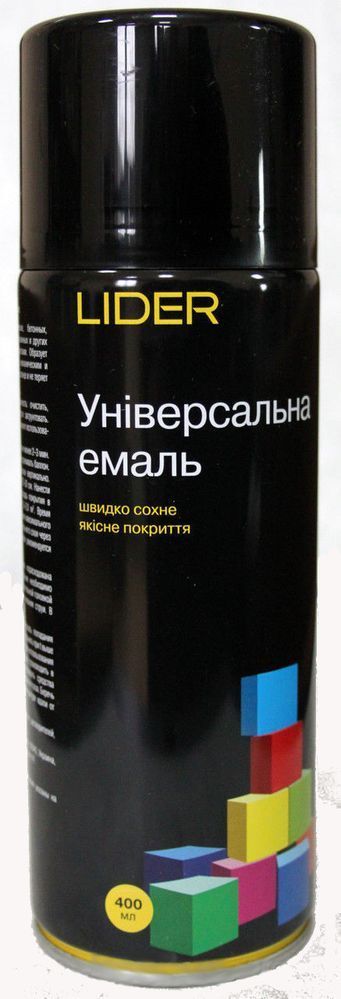Эмаль аэрозольная универсальная Lider 400 мл, черная, (9005)