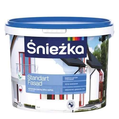 Краска фасадная белая Sniezka Standart Fasad 10 л 14 кг